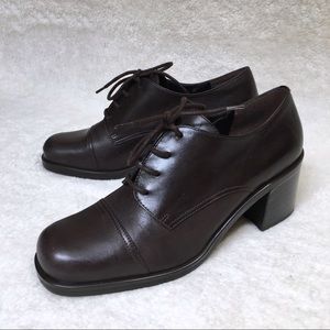 90s Vintage Lace Up Chunky Leather Heels Nine West